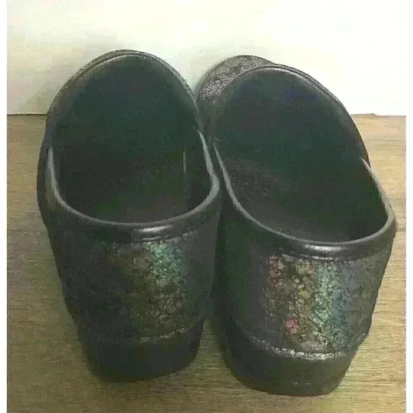 Dansko Womens Size 38 Black Glitter Slip Ons Clogs Nursing Shoes - Picture 3 of 7